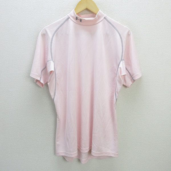 G■アンダーアーマー/UNDER ARMOUR モックネックシャツ/インナーシャツ【MD】ピンク/men's/78【中古】■_画像1