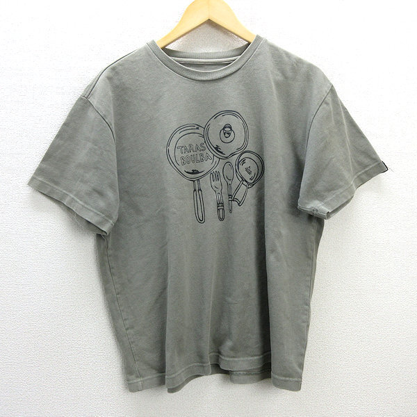 G■タラスブルバ/TARASBOULBA プリントTシャツ【L】カーキ系/men's/8【中古】■_画像1