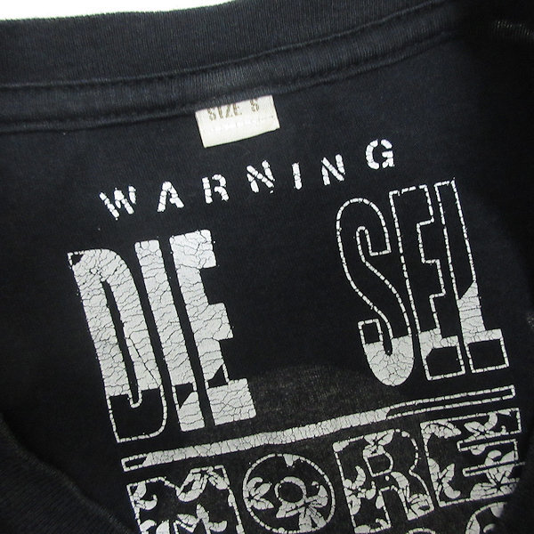 G■ディーゼル/DIESEL プリントTシャツ【S】黒/men's/7【中古】■_画像2