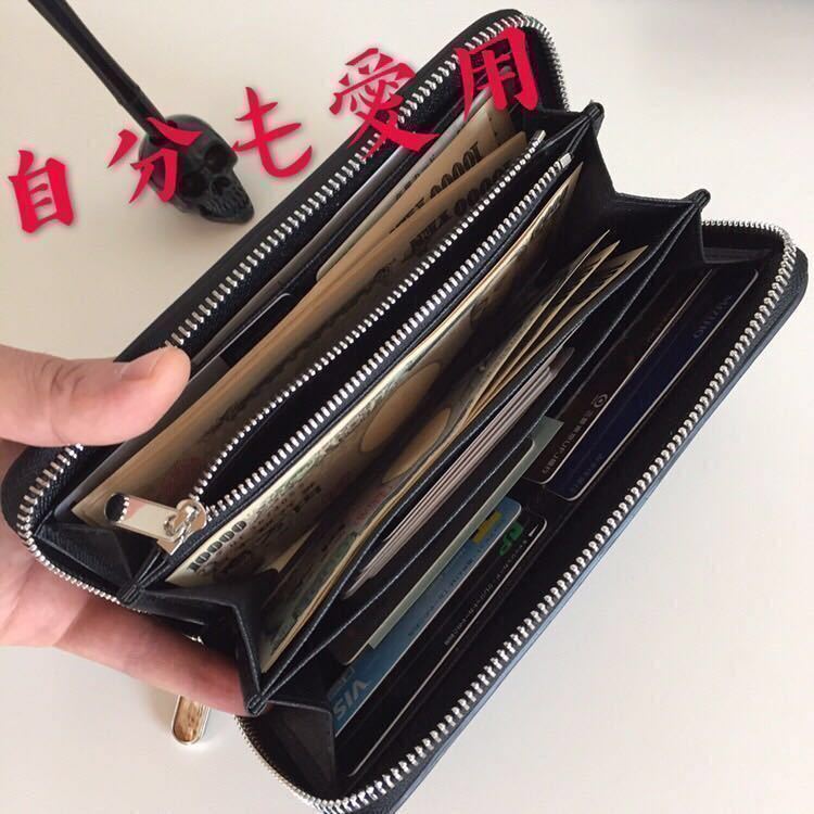  being gone sequence end leather leather long wallet men's round fastener / change purse . high capacity standard type popular long wallet 