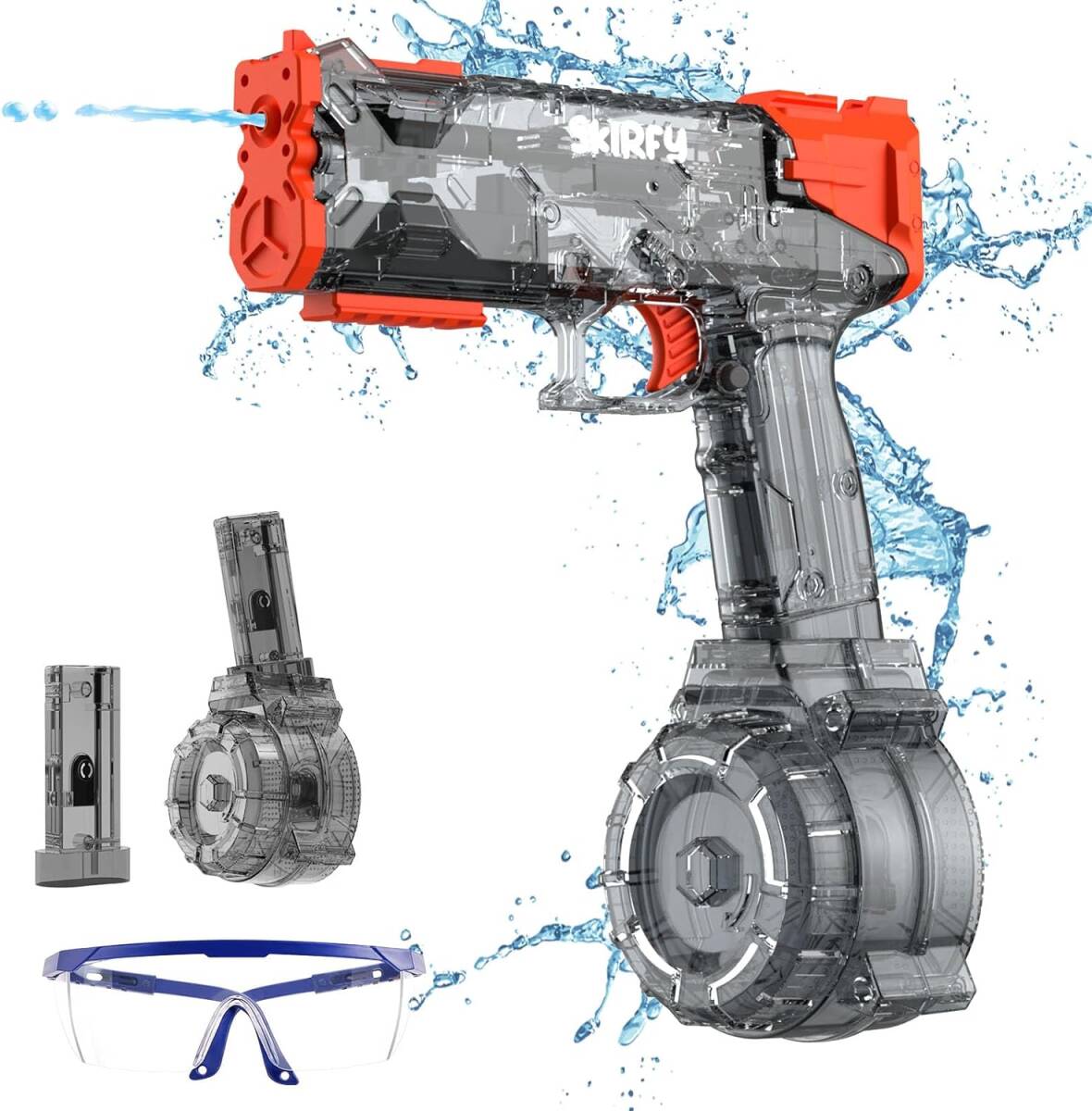  electric water gun hand gun electric water pistol black color super powerful . distance 500ml. water amount tanker 25 minute use possible waterproof battery protection glasses child playing in water 