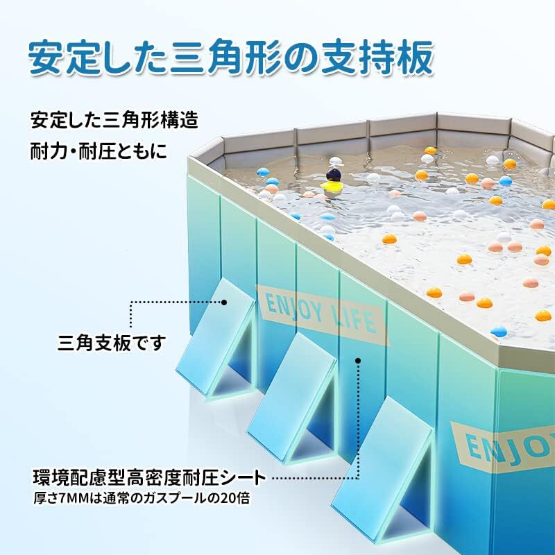 非膨張式プール 家庭用スイミングプール 空気入れ不要 組み立て不要 水漏れ防止 安定した三角構造 二重排水口設計 収納便利 庭 子供水遊び