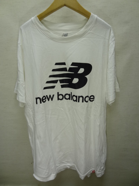 全国送料無料 ニューバランス new balance メンズ 綿100% 白色 半袖 スポーツ Tシャツ M（JPN L）_画像1