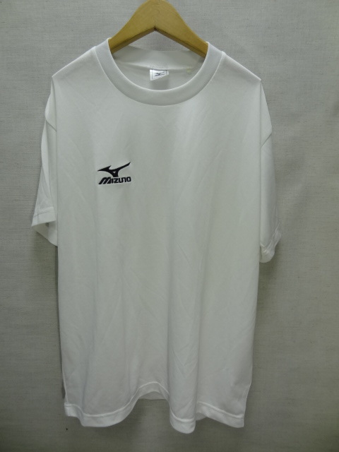 全国送料無料 ほぼ新品 ミズノ MIZUNO メンズ ポリエステル100％素材 スポーツ トレーニング 半袖 白色Tシャツ M