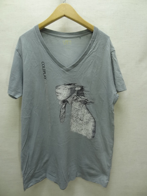 全国送料無料 ユニクロ UT コールドプレイ COLDPLAY メンズ 綿100% Vネック A Rush Of Blood To The Head プリント 半袖Tシャツ M