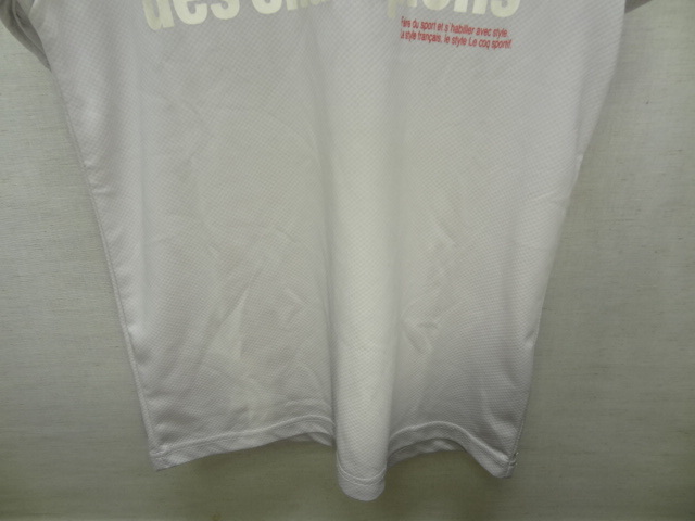 全国送料無料 ルコックスポルティフ le coq sportif デサント製 メンズ ポリ100% ライトグレー色 半袖 スポーツ メッシュ素材 Tシャツ M
