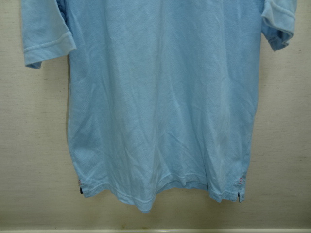 全国送料無料 カンタベリー CANTERBURY メンズ 綿100%素材 半袖 水色 ラガーシャツ Sサイズ_画像5