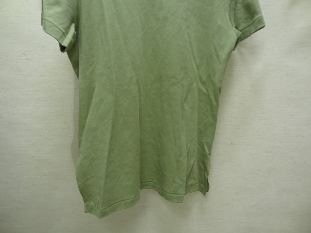 全国送料無料 ユニクロ UNIQLO U レディース サイド裾を開いてリメイク 綿100% カーキーグリーン色 半袖 Tシャツ L_画像9