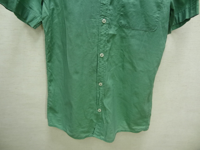 全国送料無料 エイチアンドエム H&M メンズ&レディース 綿100%素材 半袖 緑色シャツ XS(165/84A)