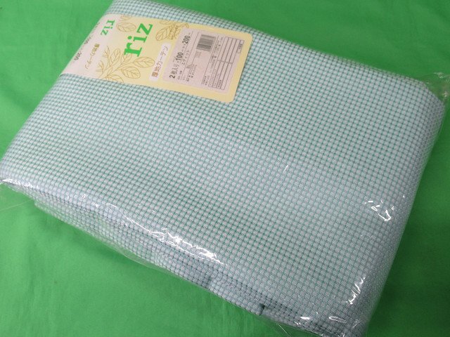 未使用 ユニベール riz 厚地カーテン 100×200cm 2枚入 エディット BL ブルー ワッフル 洗える フック付 アウトレット_画像2