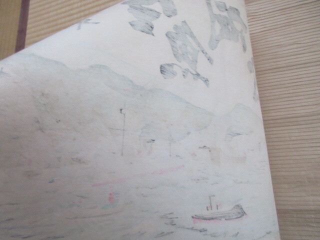 . thing * woodcut .. raw fish wholesale store battleship * boat * navy map 1 sheets Meiji period paper book@ coloring stone board . Osaka (metropolitan area) New Year 