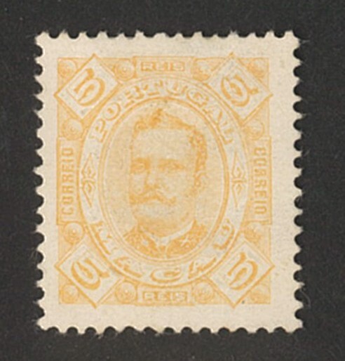 外国切手　マカオ　未使用　1894年 カルロス国王 5r(46) 糊落_画像1