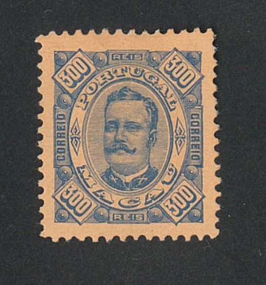 外国切手　マカオ　未使用　1894年 カルロス国王 300r(57) OH_画像1