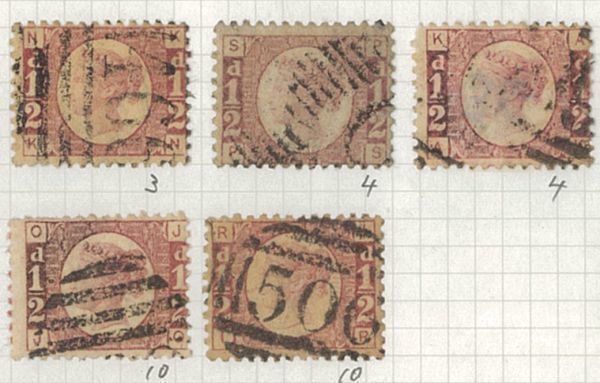 外国切手　イギリス　使用済み　プレートNo.ロット1/2ｐ　スコットNo.58　13種_画像3