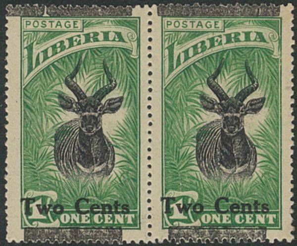  foreign stamp libe rear unused 1926 year ..2c/1c.. length gap pair OH