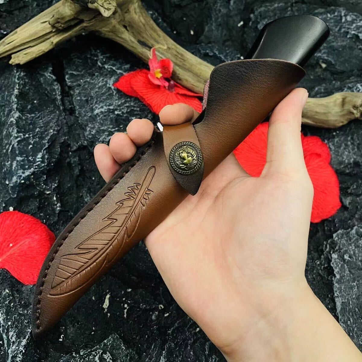  Survival нож поле альпинизм сталь производства уличный кожа ножны есть супер высокое качество черное дерево ножны 