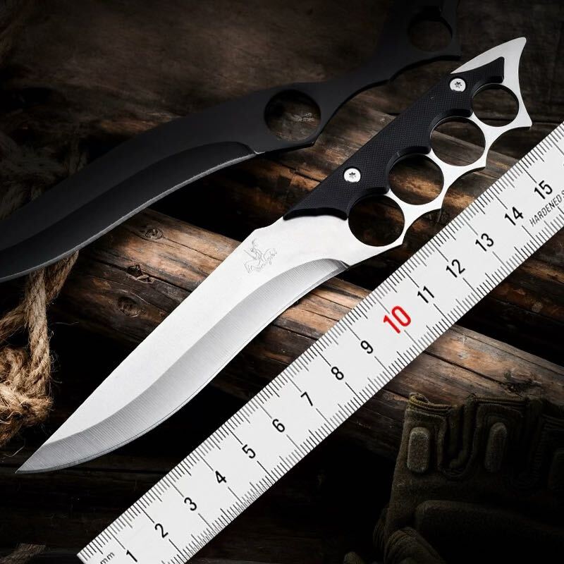  outdoor knife steel made firewood tenth leather made sheath attaching folding knife camp fishing high King field mountain climbing 