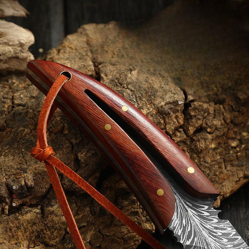 シースナイフ アウトドアナイフ 専用レザーシース ステンレス鋼 キャンプ サバイバル 狩猟刀の画像4