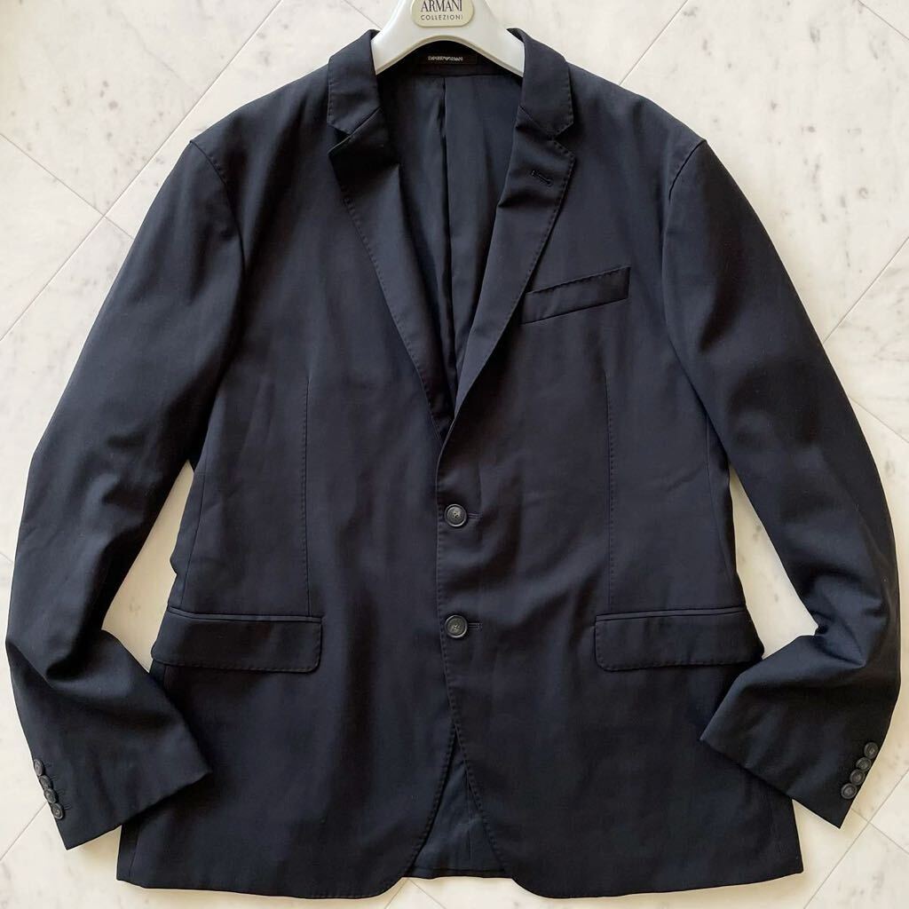 極美品/XXL(54)★ EMPORIO ARMANI エンポリオ アルマーニ SARTORIAL DECO テーラードジャケット 54 オールシーズン可 撥水加工 ブラック 黒の画像2