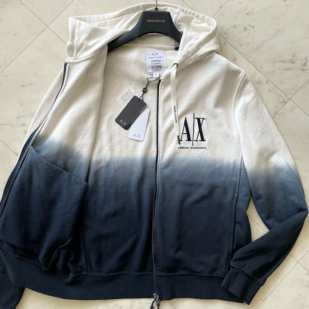 新品タグ付き/L相当★ アルマーニ エクスチェンジ ARMANI EXCHANGE ICON グラデーション ジップ パーカー ジャケット フーディ ロゴ刺繍_画像1