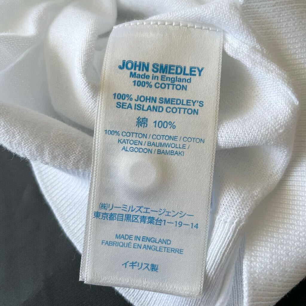 未使用級/Lサイズ● ジョンスメドレー JOHN SMEDLEY 最高級☆ シーアイランドコットン ポロシャツ 半袖 英国製 高級感◎ ホワイト メンズ_画像7