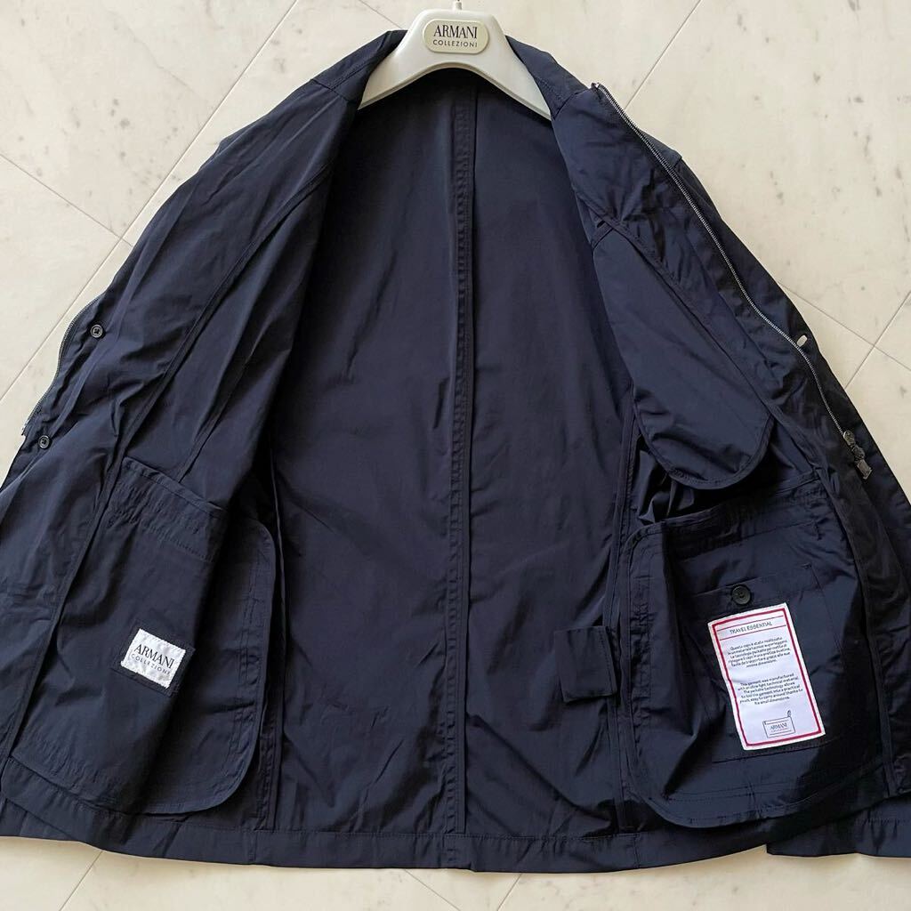  ultimate beautiful goods /L corresponding * Armani koretsio-niARMANI COLLEZIONI 2way stretch tailored jacket stand-up collar nylon navy 
