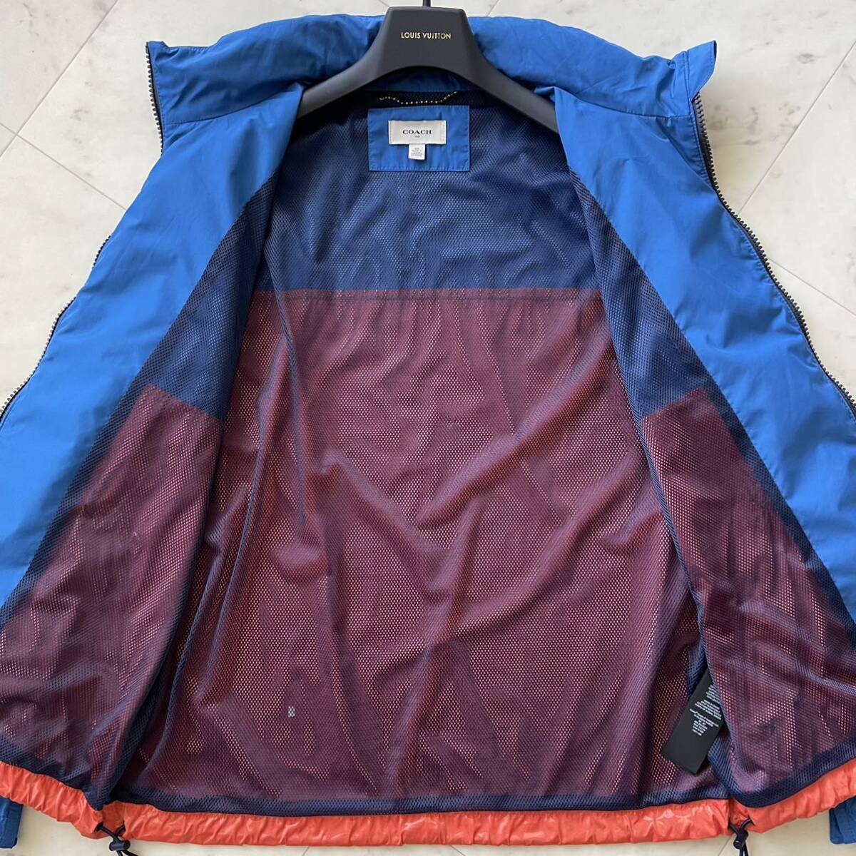  unused class /L corresponding * Coach COACHbai color signature nylon jacket mountain parka hood blouson leather tag reverse side mesh 