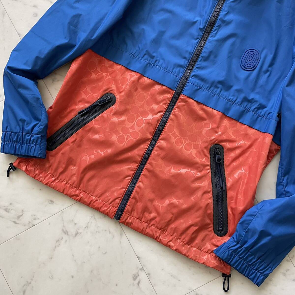  unused class /L corresponding * Coach COACHbai color signature nylon jacket mountain parka hood blouson leather tag reverse side mesh 
