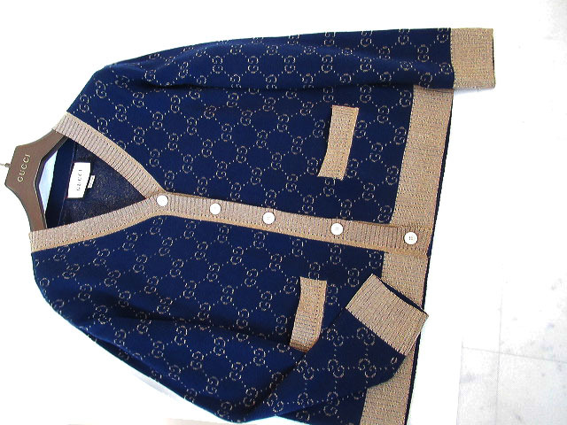 Gucci Gucci GG pattern ... feather woven .. cardigan L Size