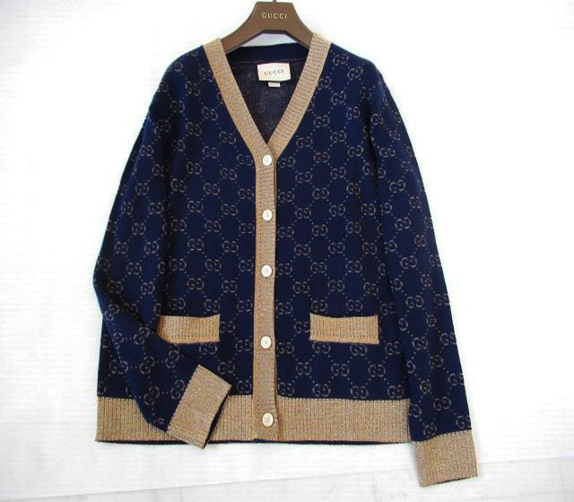 Gucci Gucci GG pattern ... feather woven .. cardigan L Size