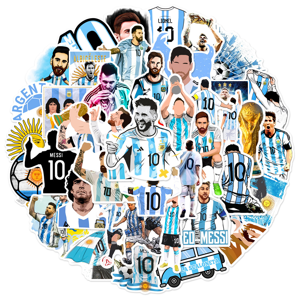 アルゼンチン10番　メッシ　マラドーナ　サッカー　ワールドカップ　シール　ステッカー50枚HQA_画像7