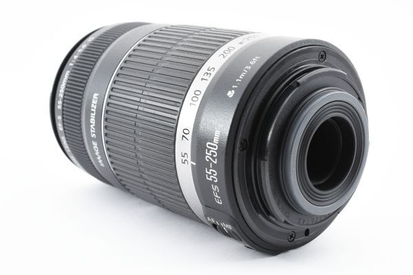 完動美品 Canon Zoom Lens EF-S 55-250mm F4-5.6 IS + ET-60 フード付 手ブレ補正 望遠 ズームレンズ / キヤノン EF Mount APS-C #3152の画像5