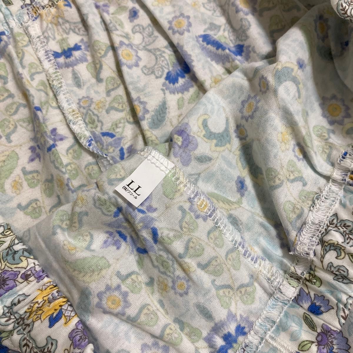 ミントン♪新品  7分袖高級パジャマ ＬＬサイズ ワコール　襟付き前開き ブルー