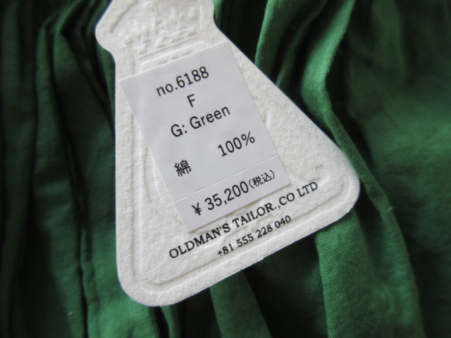 未使用 R&D.M.Co- / オールドマンズテーラー 6188 GARMENT DYE GATHER SMOCK F GREEN / スモック ブラウス シャツ_画像6