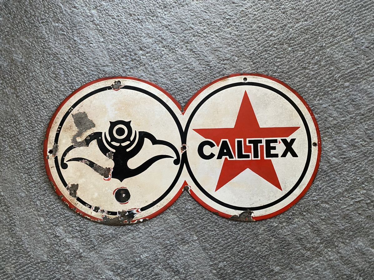 CALTEX カルテックス　ホーロー看板　日本石油_画像1