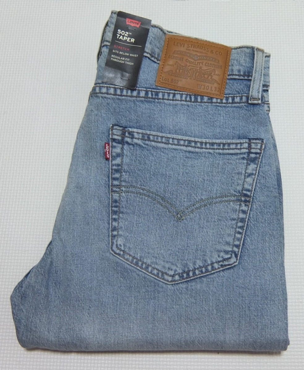 未使用品 LEVI'S 502 テーパード デニムパンツ 青 W30 USED加工 ジッパーフライ リーバイス 29507-0940_画像1