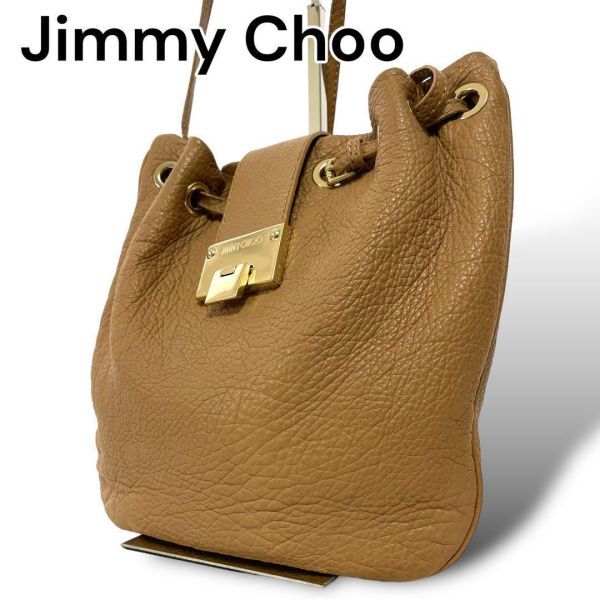 [1 иен старт ]Jimmy Choo Jimmy Choo кожа сумка на плечо Brown Gold металлические принадлежности A005