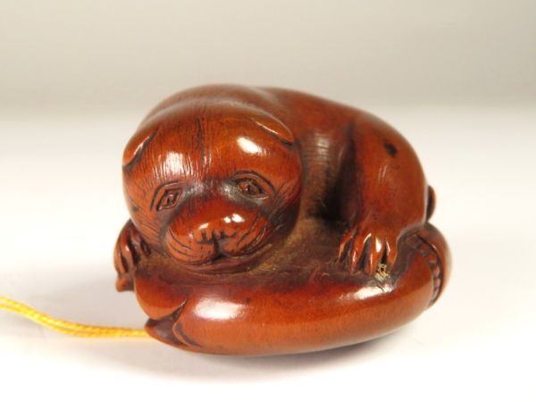 [1094].. thing ( inspection = seal case *. tighten ) Edo ~ collector purchase goods / wooden dog . bell netsuke ( the first goods purchase goods )