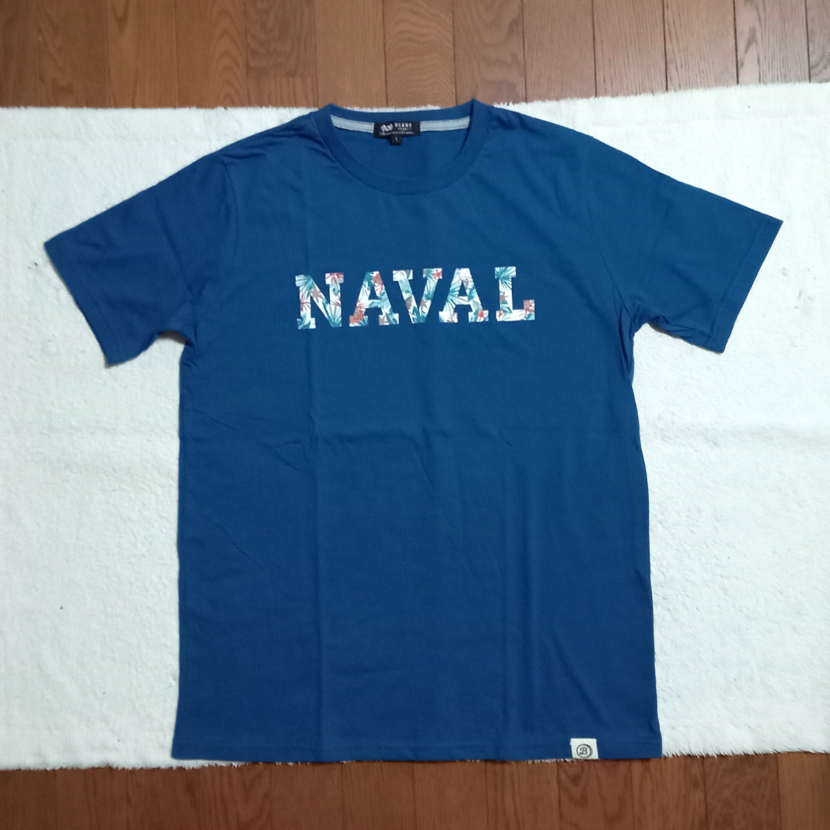 【bht10】新品　BEAMS HEART　ビームスハート　半袖Tシャツ　ネイビー　紺　Lサイズ　『NAVAL』ロゴ入り　コットン綿100％_画像2