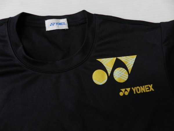 YONEX/ヨネックス製！【★ブラック！ゴールド・ロゴ！■テニス・バドミントンに！】ウエア・Tシャツ！/Sサイズの画像3