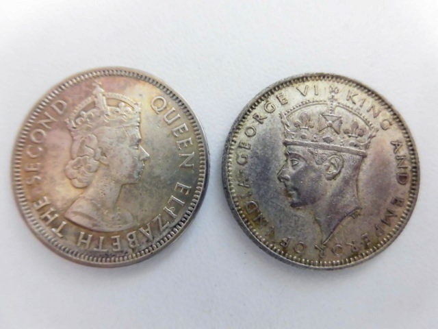 イギリス領 英領 マラヤ 20セント銀貨 2枚 ジョージ6世 1939年 エリザベス 1957年_画像1
