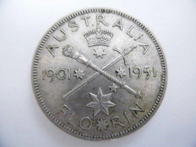 オーストラリア フローリン 銀貨 2枚 ジョージ6世 1940年 1951年 シルバーコイン 硬貨_画像5
