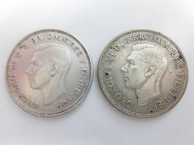 オーストラリア フローリン 銀貨 2枚 ジョージ6世 1940年 1951年 シルバーコイン 硬貨_画像1