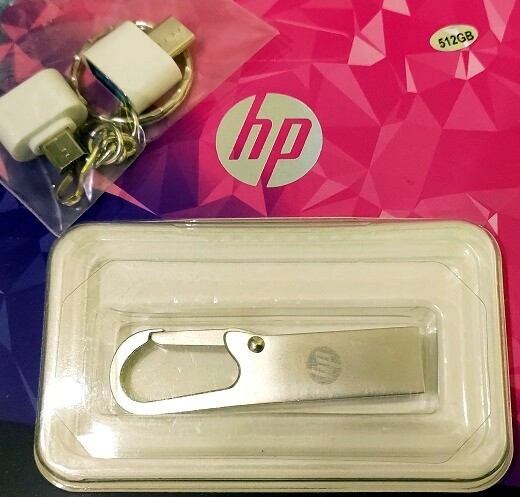 ●新品USBメモリ●512GB HP シルバー・キーホルダー型 未開封 フラッシュドライブ ヒューレットパッカード の画像1