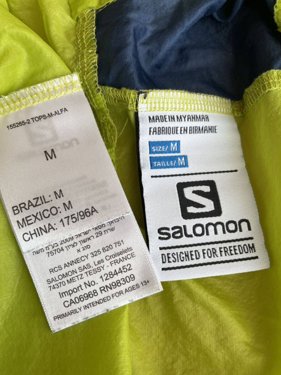 SALOMON サロモン パッカブル仕様 超軽量 超薄手 AdvancedSkin Shield ウインドシェルジャケット ウインドブレーカー Mサイズ_画像7