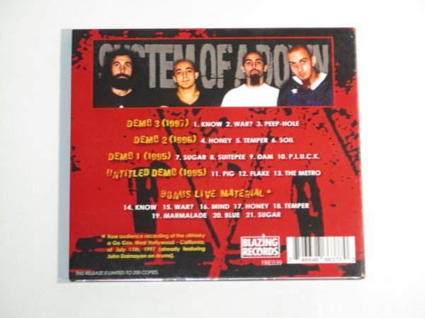 System Of A Down - United Tapes Of Armenia (The Demos : 1995-1997)の画像3