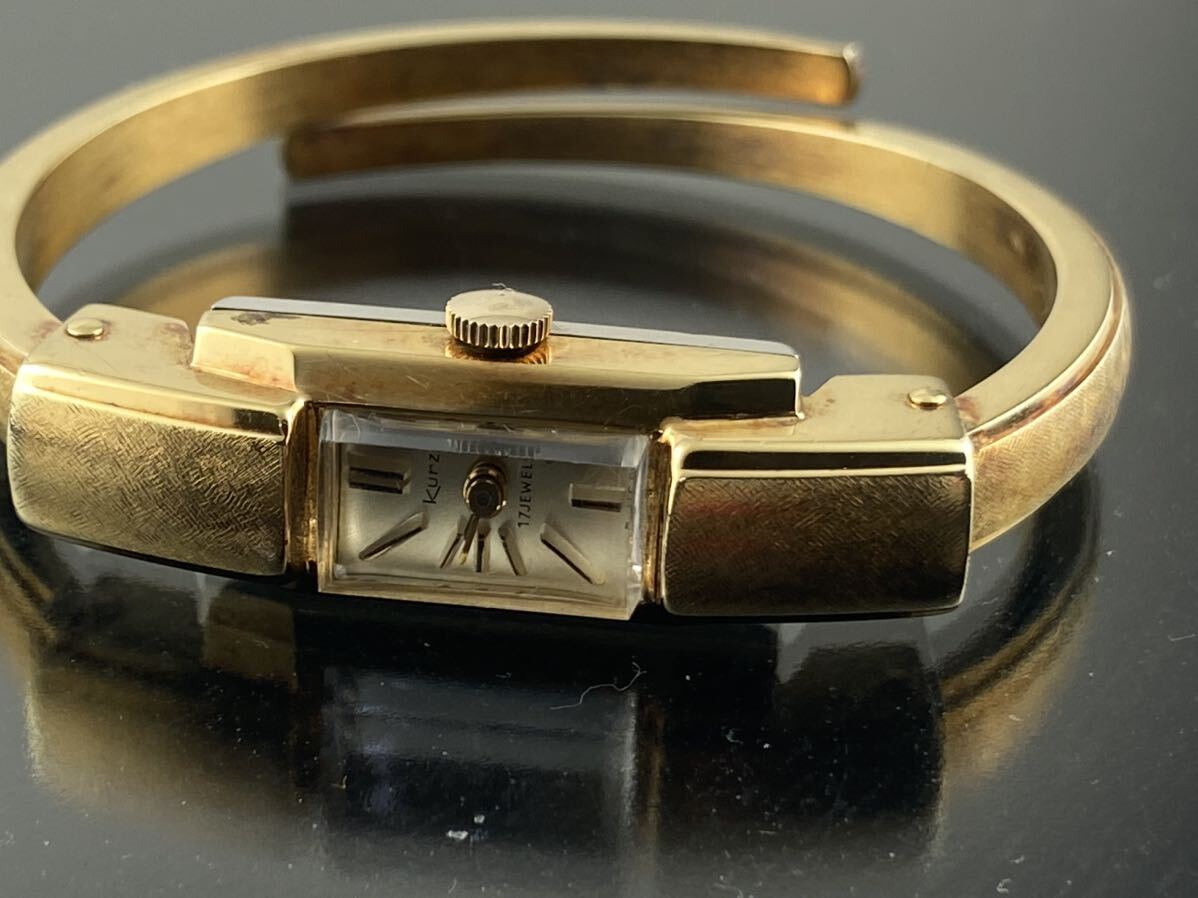[M002]1 jpy ~* lady's wristwatch hand winding Gold color SWISS Kurz operation goods 