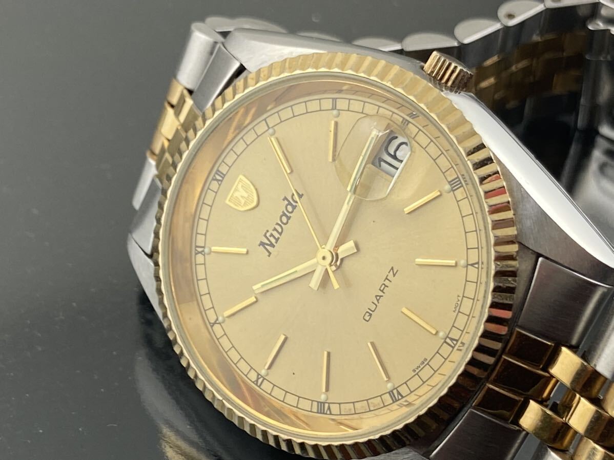 [M002]1 jpy ~* men's wristwatch quartz SWISS NIVADAnibada combination GRENCHEN N-26904 operation goods 