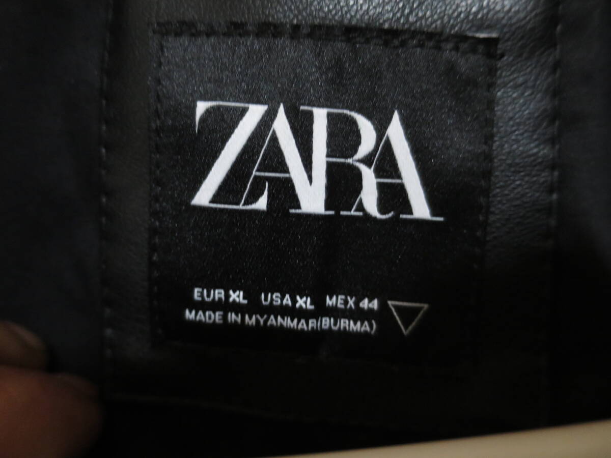ZARA フェイクレザー黒 ライダースジャケットEUR XL 今回限り出品_画像3