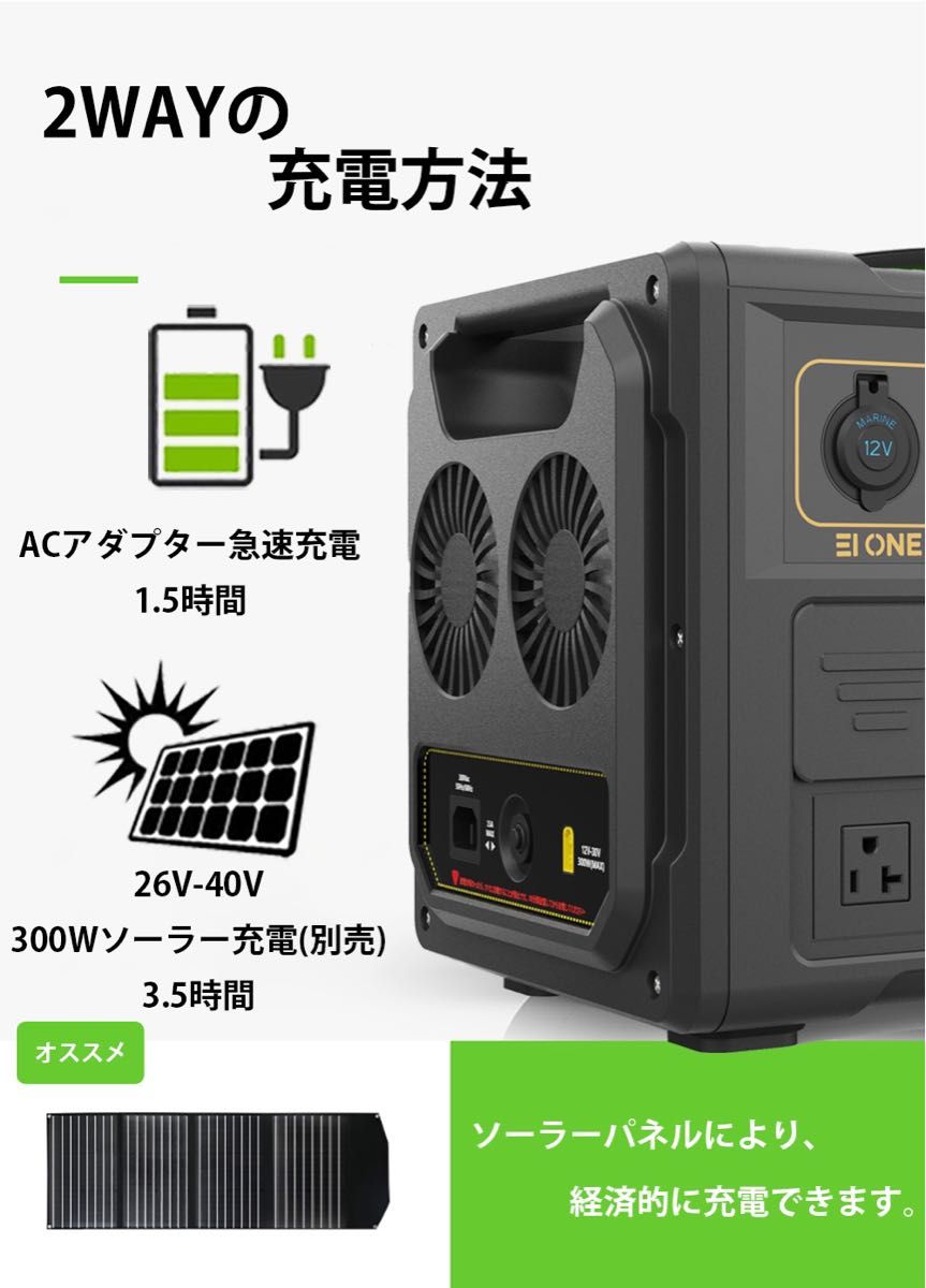 ★ジャンク品★ポータブル電源 1200w 瞬間最大2400w 50Hz/60Hz リン酸リチウム